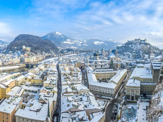 Winter in Salzburg Stadt für Tagesausflug im 4 Sternehotel Rattersberghof